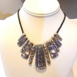 Stately Steel Stainless Steel Tribal Necklace 17 Inch